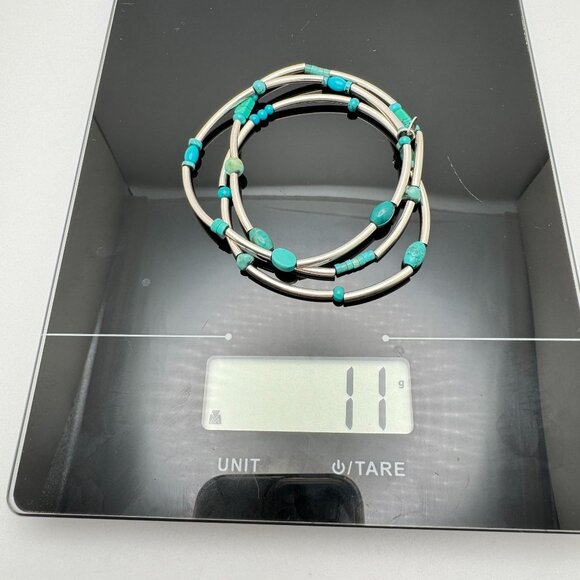 Silpada 3 Turquoise Bracelets Sterling Silver Stretch To 8" Vintage Gift - Picture 4 of 8
